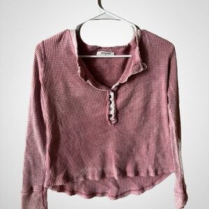 Zenana Outfitters Mauve Waffle Knit Blouse